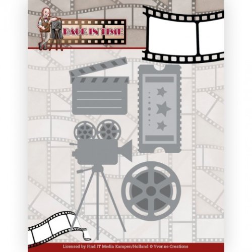 Yvonne Creations Stanzschablone - Kino Ticket Film Kamera Vintage Stern Label