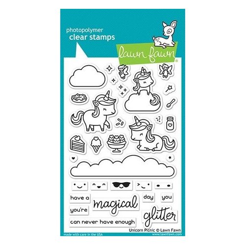 Lawn Fawn Stempelset Clear Stamps Unicorn Picnic Picknick Einhorn Glitzer Elfe