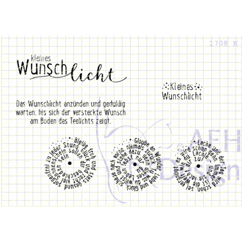 AEH Design Mini Stempelset 1708K - Kleines Wunschlicht Teelicht  Kerze Gl&uuml;ck
