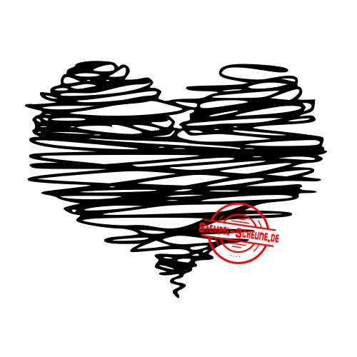 Stempel-Scheune Gummistempel 26 - Herz Striche Linien ausgemalt Handgezeichnet