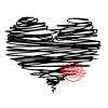 Stempel-Scheune Gummistempel 26 - Herz Striche Linien ausgemalt Handgezeichnet