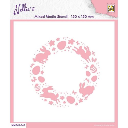 Nellie Snellen Stencil MMS4K-045 - Ostern Osterhase Osterei Blume Punkte Kreis
