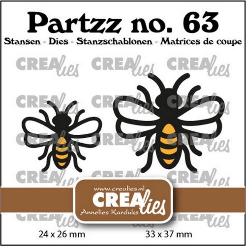 Crealies Stanzschablone CLPartzz63 - 2 Bienen Honig Fl&uuml;gel Tier Insekt Bee