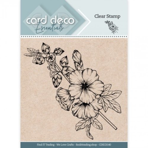 Card Deco Clear Stamp Essentials CDECS140 - Hollyhock Stockrose Rose Blume Bl&uuml;te