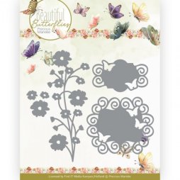 Precious Marieke Stanzschablone - Schmetterling Label Rose Blume Fl&uuml;gel Bl&uuml;te
