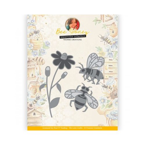 Yvonne Creations Stanzschablone - Biene Honig Bl&uuml;te Pflanze Natur Bienen Bee