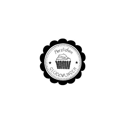 Dini Design Gummistempel 130 - Herzlichen Gl&uuml;ckwunsch - Kuchen Stern Muffin