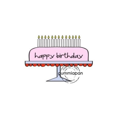 Gummiapan Gummistempel 11050503 - Happy Birthday Torte Kuchen Kerzen Geburtstag