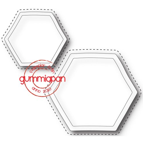 Gummiapan Stanzschablone D170738 - Hexagon Sechseck Naht Fl&auml;che Label