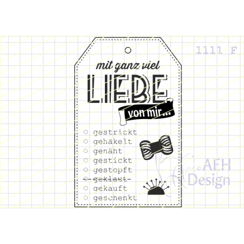 AEH Design Gummistempel 1111F - Geschenk Anh&auml;nger Handarbeit Liebe Basteln