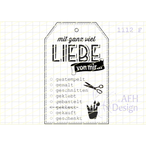 AEH Design Gummistempel 1112F - Geschenk Anh&auml;nger Basteln Liebe Stempel Kleber