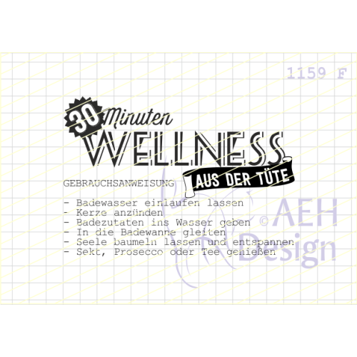 AEH Design Gummistempel 1159F - 15 Minuten Wellness aus der T&uuml;te Wasser Geschenk