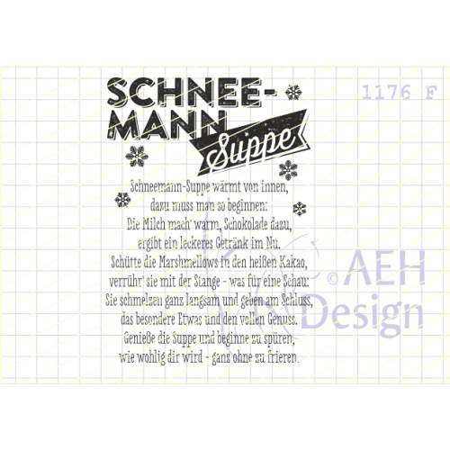 AEH Design Gummistempel 1176F - Schneemannsuppe Winter Spruch Getr&auml;nk Suppe