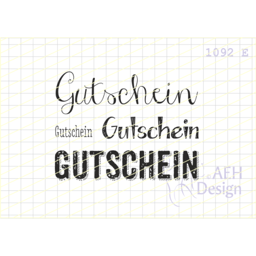 AEH Design Gummistempel 1092E - 4 Gutschein Geschenk &Uuml;berraschung Mini Spruch