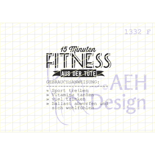 AEH Design Gummistempel 1332F - 15 Minuten Fitness T&uuml;te Sport Vitamine Gesund