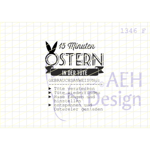 AEH Design Gummistempel 1346F - 15 Minuten Ostern in der T&uuml;te Osterhase Ohren