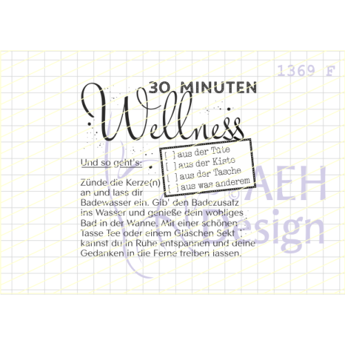 AEH Design Gummistempel 1369F - 30 Minuten Wellness Kerze Baden Entspannen Ruhe