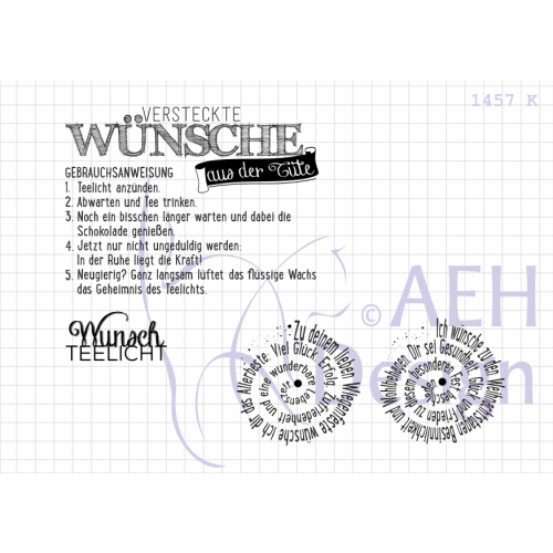 AEH Design Gummistempel 1457K - W&uuml;nsche aus der T&uuml;te Kreis Rund Schokolade
