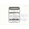 AEH Design Gummistempel 1497F - Warnung Lebenmittel spuren von Alkohol enthalten