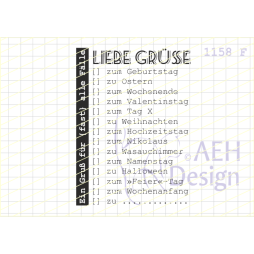 AEH Design Gummistempel 1158F - Liebe Gr&uuml;&szlig;e...