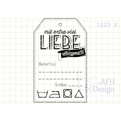 AEH Design Gummistempel 1223F - mit extra viel Liebe selbstgemacht Label Banner