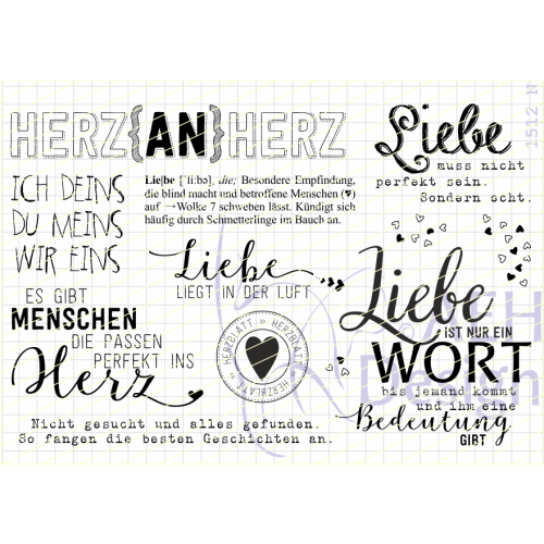 AEH Design Gummistempel 1512N - Stempelset Herz and Herz Liebe Hochzeit Wort