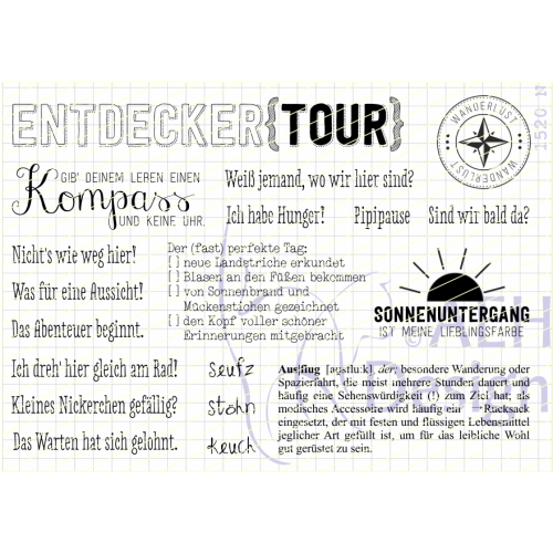 AEH Design Gummistempel 1520N - Stempelset Auf Entdeckertour Reisen Sonne Welt