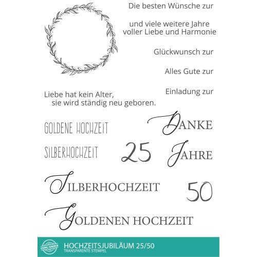 Stempel-Scheune Stempelset SSC007 - Hochzeitsjubil&auml;um Silberne Goldene Hochzeit