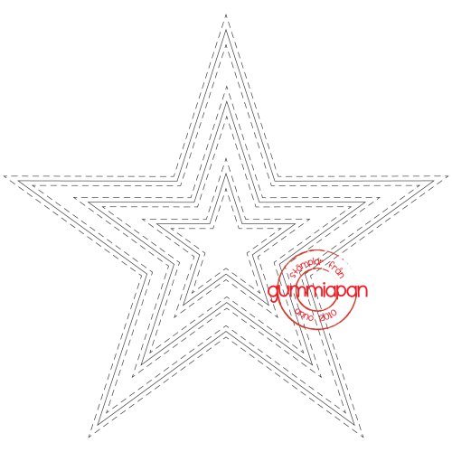 Gummiapan Stanzschablone D170737  - 3 Sterne Stern Naht Kontur Rahmen Star