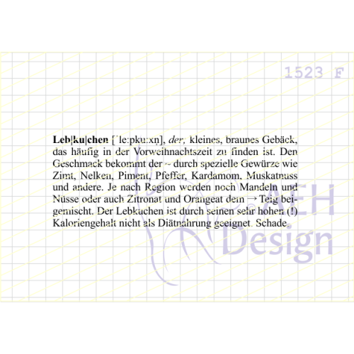 AEH Design Gummistempel 1523F - Definition Lebkuchen Weihnachten Geb&auml;ck Kalorien