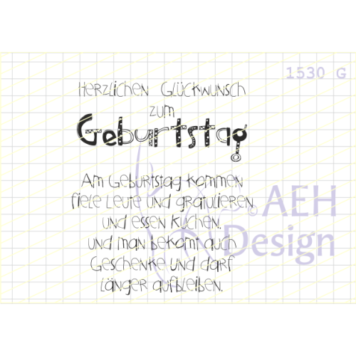 AEH Design Gummistempel 1530G - Stempelset Herzlichen Gl&uuml;ckwunsch zum Geburtstag