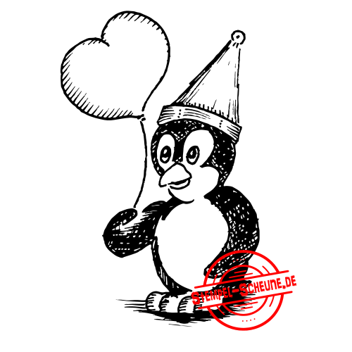 Stempel-Scheune Gummistempel 241 Pinguin Geburtstag Luftballon Hut Gl&uuml;ckwunsch