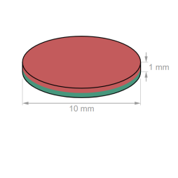 Neodym Scheibenmagnete 10 Paar &Oslash; 10 x 1 mm selbstklebend Magnet Magnetscheiben