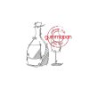 Gummiapan Gummistempel 18110113 - Wein Glas Skizze Zeichnung Sekt Flasche Korken