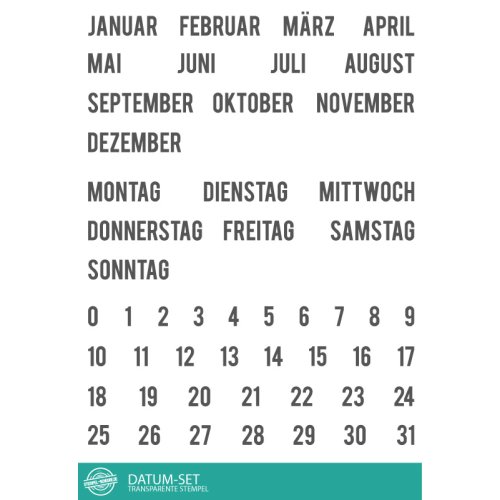 Stempel-Scheune Stempelset SSC020 - Datum Set Termin Notizen Kalender Woche Tag