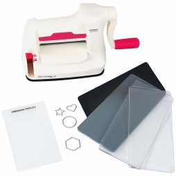 Vaessen Creative Cut Easy Mini - Stanz und Pr&auml;gemaschine Starter Kit Wei&szlig;/Rosa