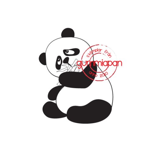 Gummiapan Gummistempel 18030136 - Panda Bambus Essen Natur Pflanze Tier