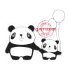 Gummiapan Gummistempel 18030138 - Panda Pandas Luftballons Geburtstag Gr&uuml;&szlig;e