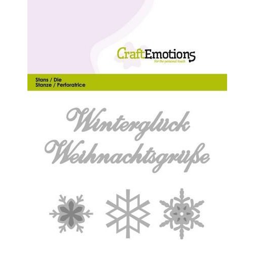 CraftEmotions Stanzschablone Wintergl&uuml;ck - Weihnachtsgr&uuml;&szlig;e Schneeflocken Schnee
