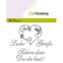 CraftEmotions Stanzschablone Liebe Gr&uuml;&szlig;e -...