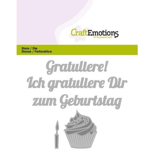 CraftEmotions Stanzschablone Gatuliere zum Geburtstag - Gratulation Kerze Gr&uuml;&szlig;e