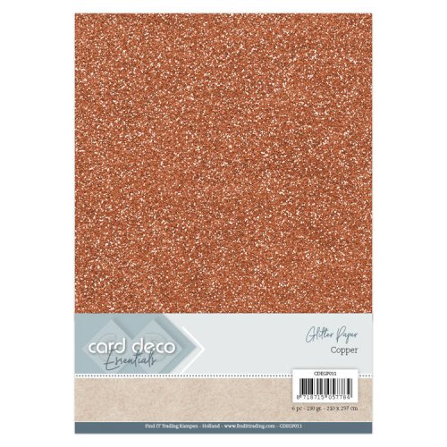 Glitzerpapier Kupfer Copper Metall - 6 Blatt 230g/m&sup2; Papier Karton A4 Basteln