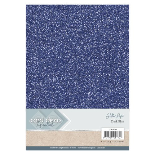 Glitzerpapier Dark Blue Dunkelblau - 6 Blatt 230g/m&sup2; Papier Karton A4 Basteln