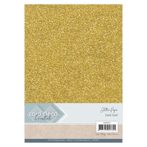 Glitzerpapier Gold Gelb Metall - 6 Blatt 230g/m&sup2; Papier Karton A4 Basteln