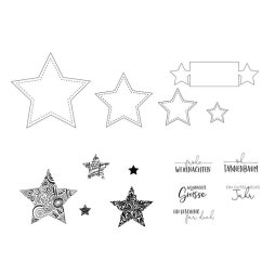 Vaessen Creative Stanzschablone Stempelset MV-CSS-222 - Sterne Weihnachten Stern