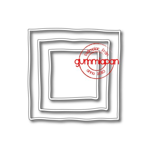 Gummiapan Stanzschablone D190336 - 3 Quadrate Quadrat Hintergrund wellig Rahmen