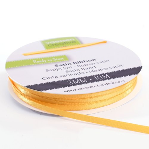 Vaessen Creative Satinband Gelbgold - 3 mm x 10 m Schleifenband Geschenkband