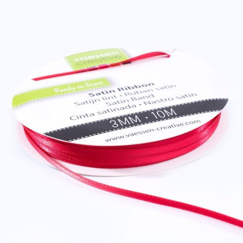 Vaessen Creative Satinband Rot - 3 mm x 10 m Schleifenband Geschenkband