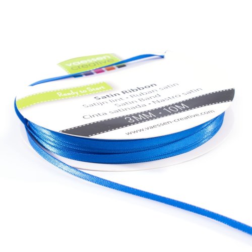 Vaessen Creative Satinband Blau - 3 mm x 10 m Schleifenband Geschenkband