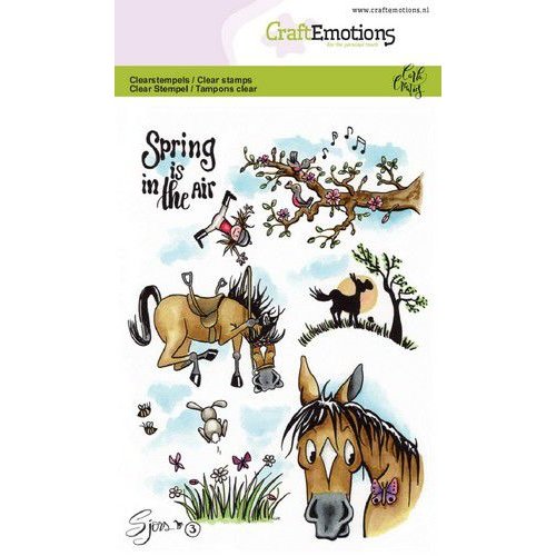 CraftEmotions Stempelset Sjors 3 Spring - Pferd Fr&uuml;hling V&ouml;gel Hase Natur Bienen